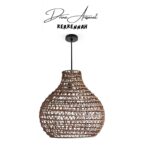 Suspension luminaire design poire ajouré fait main en fibre de palmier GM – Image 4