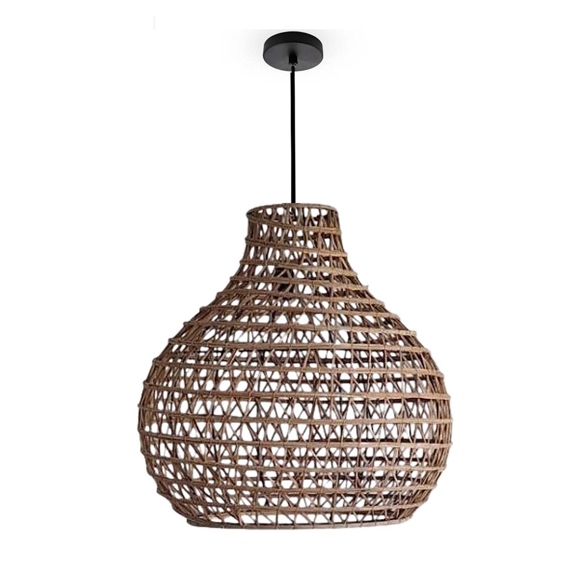 DAK 5526 Suspension luminaire design poire ajouré fait main en fibre de palmier GM – Image 1