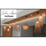 Suspension luminaire design cloche ajouré fait main en fibre de palmier MM – Image 2