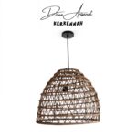 Suspension luminaire design cloche ajouré fait main en fibre de palmier MM – Image 4