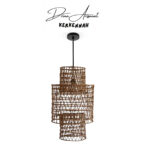 Suspension luminaire design lustre ajouré fait main en fibre de palmier – Image 4