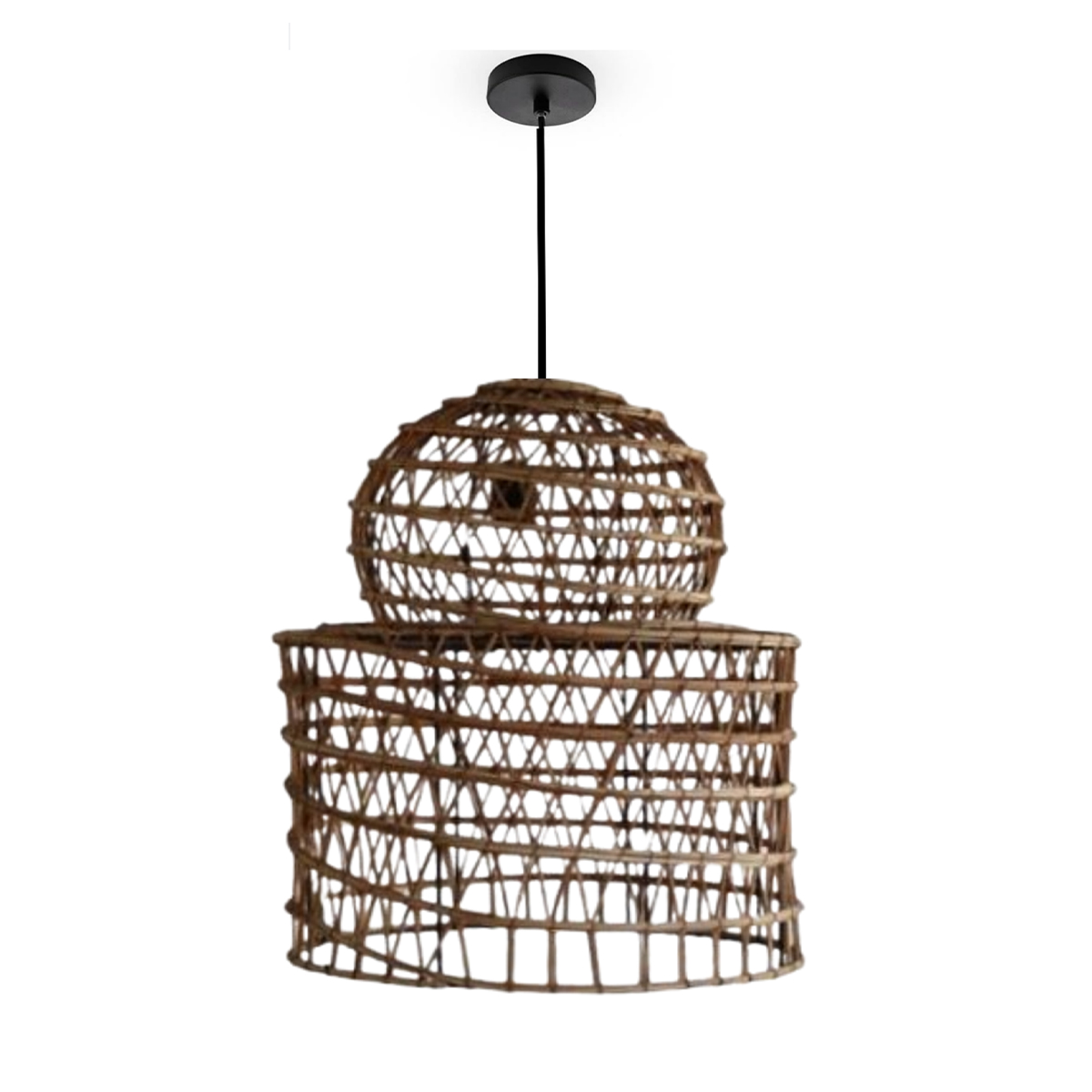DAK 5529 Suspension luminaire design cage ajouré fait main en fibre de palmier – Image 1