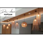 Applique mural luminaire design lustre ajouré fait main en fibre de palmier – Image 2