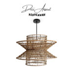 Suspension luminaire design lustre large ajouré fait main en fibre de palmier – Image 4