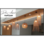 Applique mural luminaire design demi cylindre ajouré fait main en fibre de palmier – Image 2