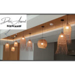 Suspension luminaire design parasol ajouré fait main en fibre de palmier – Image 2