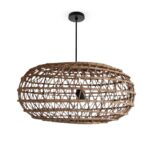 Suspension luminaire design sphère ajouré fait main en fibre de palmier