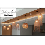 Suspension luminaire design sphère ajouré fait main en fibre de palmier – Image 2