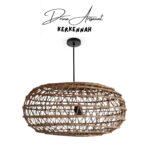 Suspension luminaire design sphère ajouré fait main en fibre de palmier – Image 4