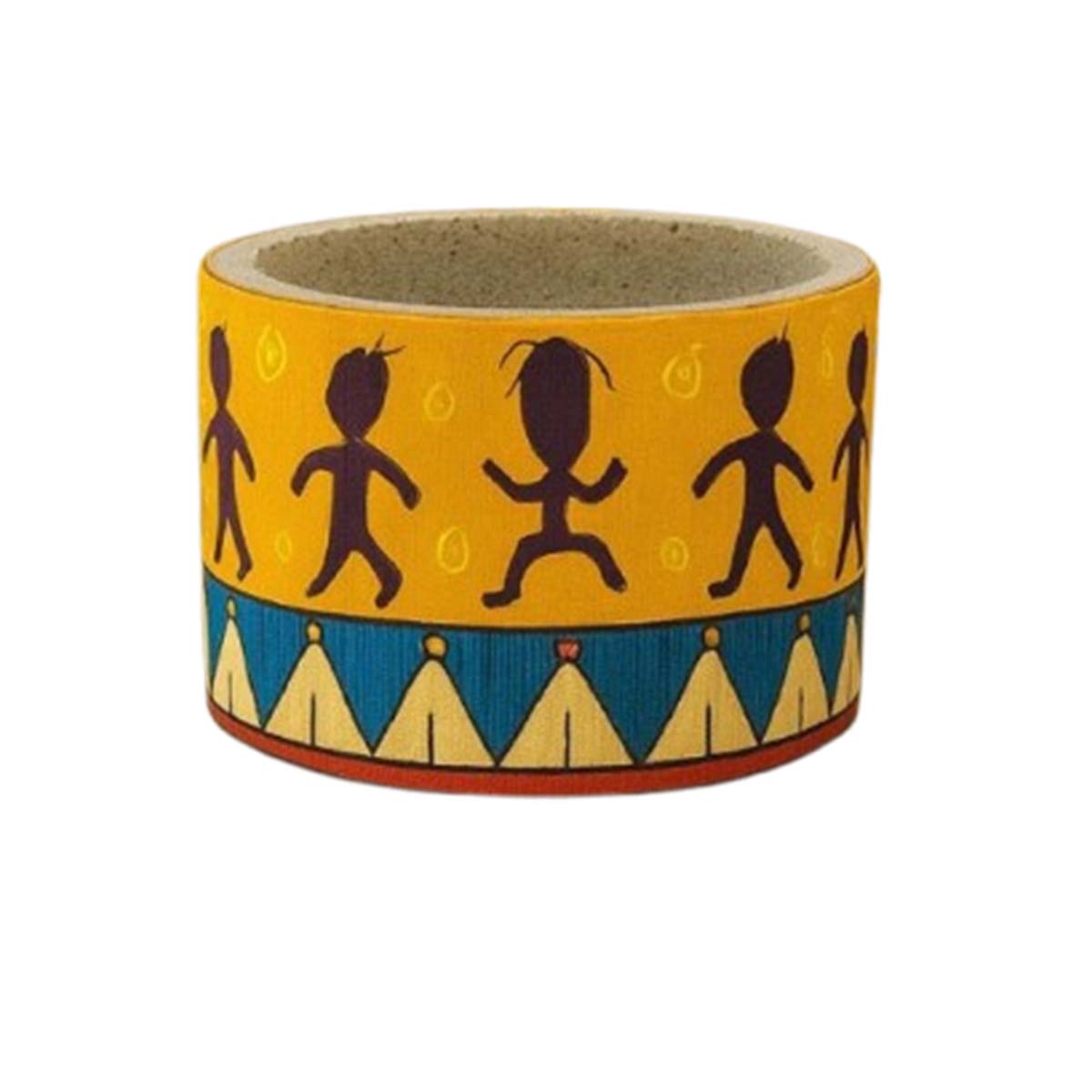 OCS 6081 Cache pot rond haut de gamme en tissu coton wax de qualité supérieur et structure en bois C 81 – Image 1