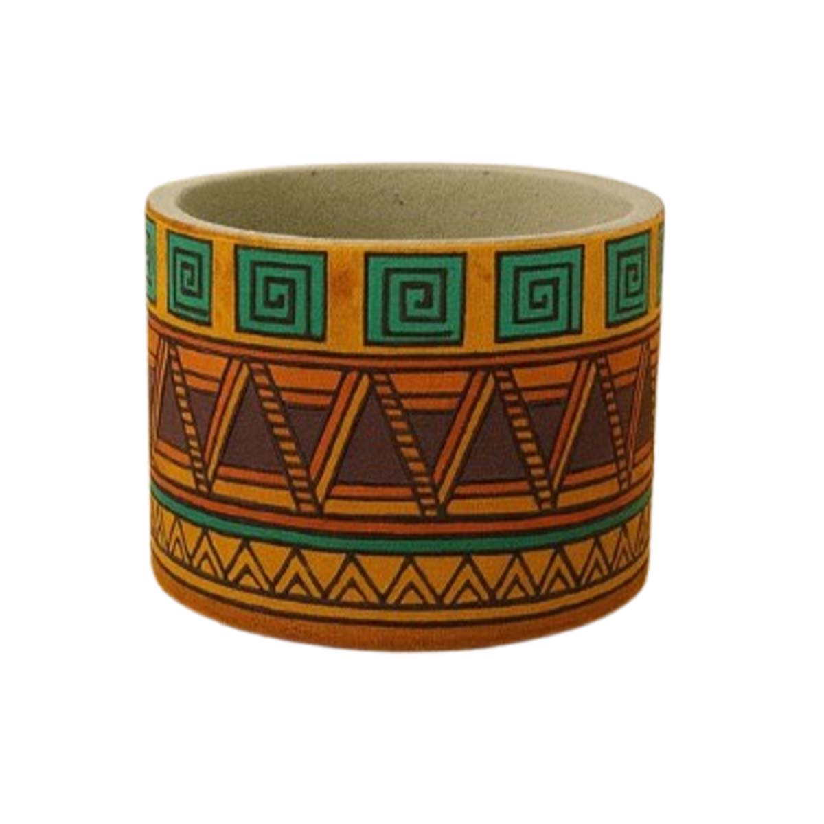 OCS 6082 Cache pot rond haut de gamme en tissu coton wax de qualité supérieur et structure en bois C 82 – Image 1