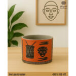 Cache pot rond haut de gamme en tissu coton wax de qualité supérieur et structure en bois  C 83 – Image 2