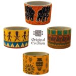 Cache pot rond haut de gamme en tissu coton wax de qualité supérieur et structure en bois  C 83 – Image 3