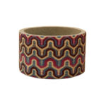 Cache pot rond haut de gamme en tissu coton wax de qualité supérieur et structure en bois  C 85