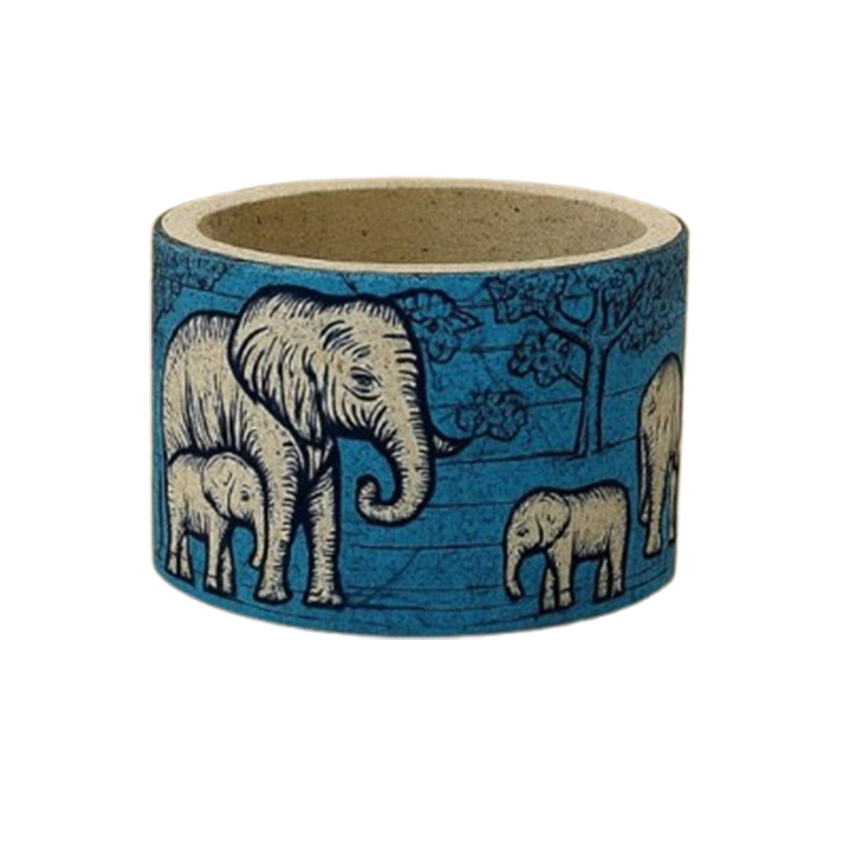 OCS 6086 Cache pot rond haut de gamme en tissu coton wax de qualité supérieur et structure en bois C 86 – Image 1