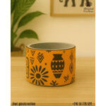 Cache pot rond haut de gamme en tissu coton wax de qualité supérieur et structure en bois  C 88 – Image 2