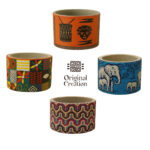 Cache pot rond haut de gamme en tissu coton wax de qualité supérieur et structure en bois  C 88 – Image 3