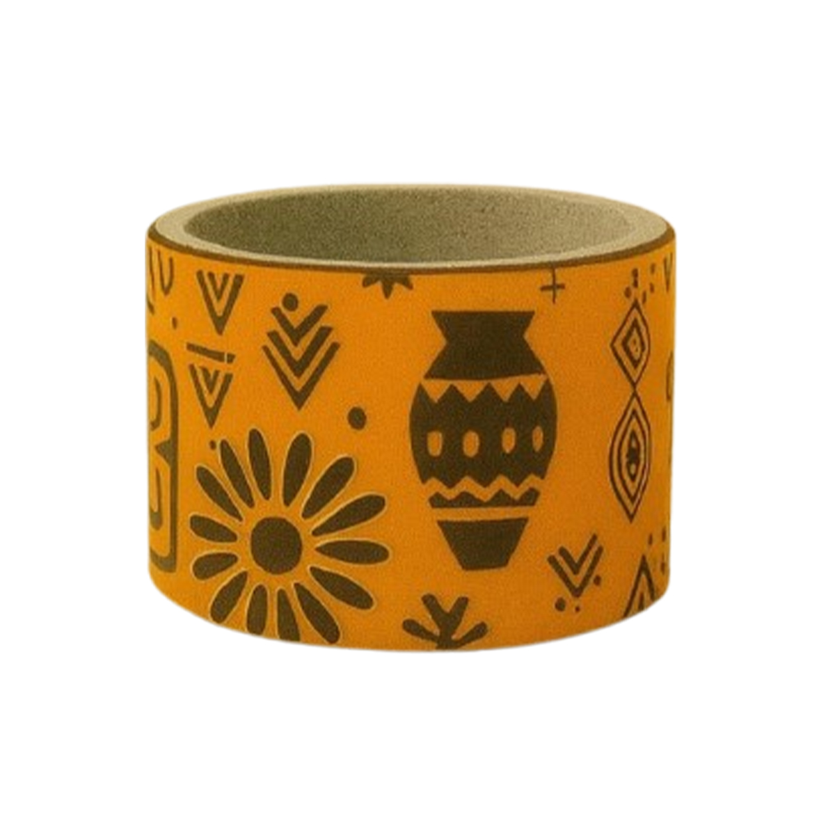 OCS 6088 Cache pot rond haut de gamme en tissu coton wax de qualité supérieur et structure en bois C 88 – Image 1