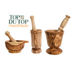 Ensemble de Mortier et Pilon haut gamme design cylindrique en Bois d'Olivier fait main MM – Image 3