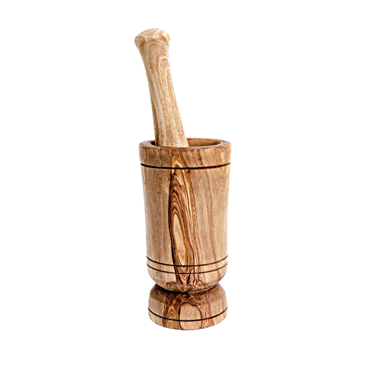 TOP 1014 Ensemble de Mortier et Pilon haut gamme design cylindrique en Bois d'Olivier fait main MM – Image 1
