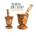 Ensemble de Mortier et Pilon haut gamme design classique en Bois d'Olivier fait main GM – Image 2
