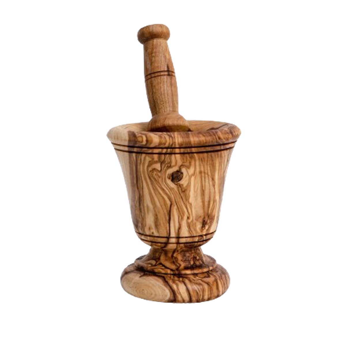 TOP 1015 Ensemble de Mortier et Pilon haut gamme design classique en Bois d'Olivier fait main GM – Image 1