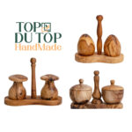 Duo Salière et Poivrière Rustique haute gamme design marmite avec couvercle et support en Bois d'Olivier fait main – Image 3