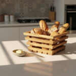 Corbeille à pain et fruits haut gamme design classique en Bois d'olivier fait main T1 – Image 2