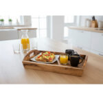 Plateau de service rustique avec 2 poignée rectangulaire haut gamme en Bois d'olivier fait main T2 – Image 2