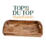 Plateau de service rustique avec 2 poignée rectangulaire haut gamme en Bois d'olivier fait main T2 – Image 3