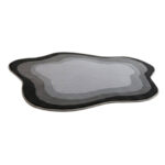 Tapis en laine tufté main rond irrégulier style abstrait moderne à motif dégradé noir pour salon