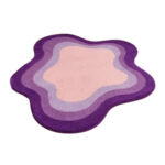 Tapis en laine tufté main rond irrégulier style abstrait moderne à motif dégradé violet pour salon