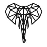 Tête d’Éléphant noir haut de gamme en bois du style origami géométrique fabrication artisanale