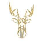 Tête de Cerf doré haut de gamme en bois du style origami géométrique fabrication artisanale