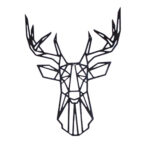 Tête de Cerf noir haut de gamme en bois du style origami géométrique fabrication artisanale