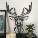 Tête de Cerf noir haut de gamme en bois du style origami géométrique fabrication artisanale – Image 4