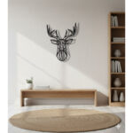 Tête de Cerf noir haut de gamme en bois du style origami géométrique fabrication artisanale – Image 5