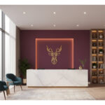 Tête de Cerf doré haut de gamme en bois du style origami géométrique fabrication artisanale – Image 3