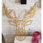 Tête de Cerf doré haut de gamme en bois du style origami géométrique fabrication artisanale – Image 5