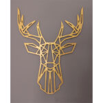 Tête de Cerf doré haut de gamme en bois du style origami géométrique fabrication artisanale – Image 7