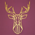 Tête de Cerf doré haut de gamme en bois du style origami géométrique fabrication artisanale – Image 8