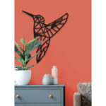 Oiseau noir haut de gamme en bois du style origami géométrique fabrication artisanale – Image 2