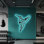 Oiseau noir haut de gamme en bois du style origami géométrique fabrication artisanale – Image 3