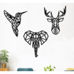 Oiseau noir haut de gamme en bois du style origami géométrique fabrication artisanale – Image 4