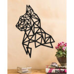 Tête de Chat noir haut de gamme en bois du style origami géométrique fabrication artisanale – Image 2