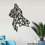 Tête de Chat noir haut de gamme en bois du style origami géométrique fabrication artisanale – Image 4