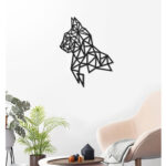 Tête de Chat noir haut de gamme en bois du style origami géométrique fabrication artisanale – Image 5