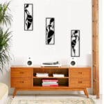 African Women Over Head Ensemble de 3 Tableau Mural haut de gamme en bois du style origami géométrique fabrication artisanale – Image 4