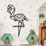 Flaman Noir Tableau Mural haut de gamme en bois noir du style origami géométrique fabrication artisanale – Image 2