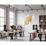 Le Khlel Tunisien  doré Tableau Mural haut de gamme en bois noir du style origami géométrique fabrication artisanale – Image 3